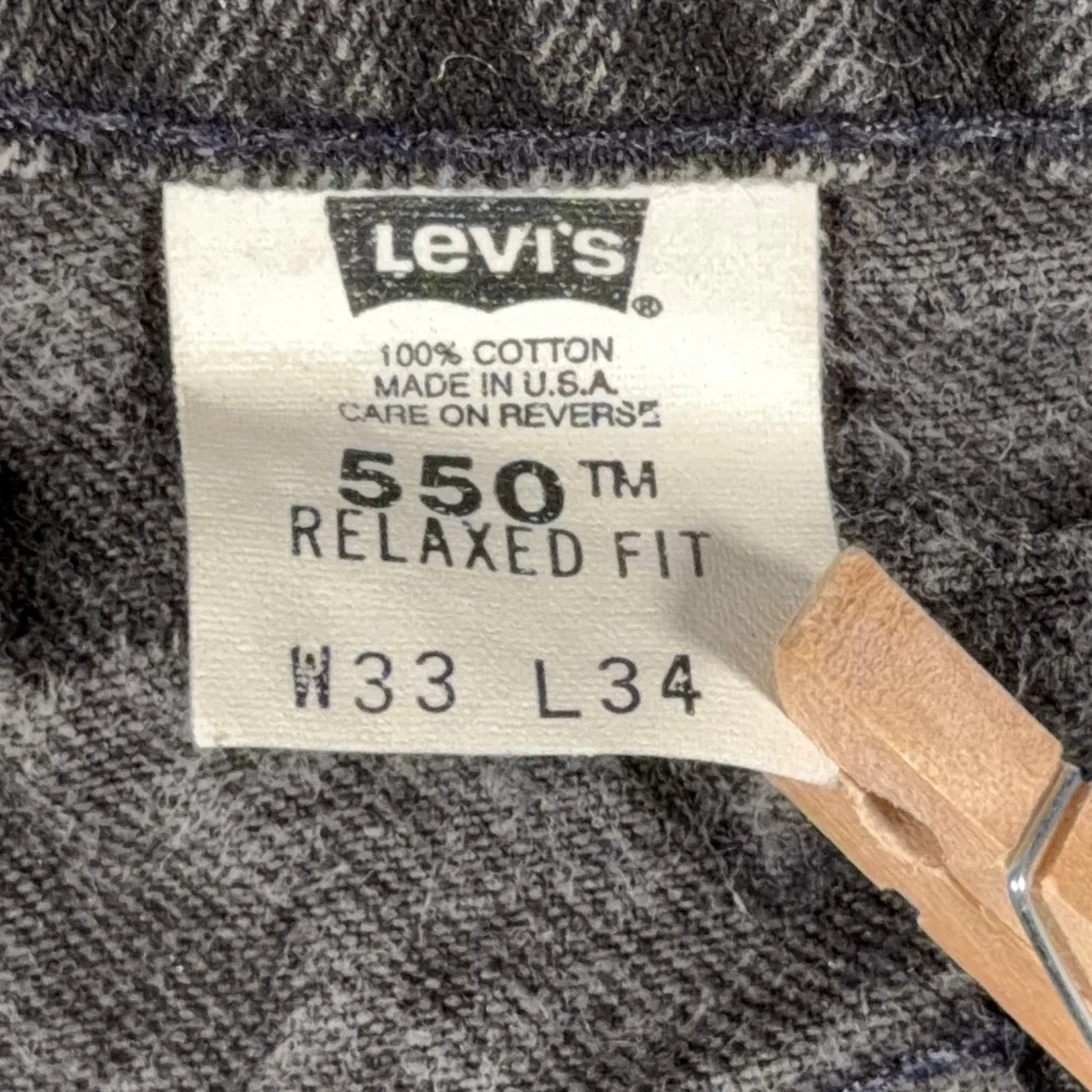Vintage Levis Jeans Mens 30x34 Black 550 Relaxed Orange Tab USA 90s 33x34 Tag
